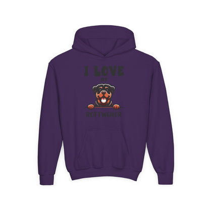Youth Heavy Blend Hooded Sweatshirt - I love my Rottweiler Printify