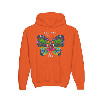 Youth Heavy Blend Hooded Sweatshirt - You are free to fly Printify