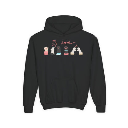 Youth Heavy Blend Hooded Sweatshirt - Paw My love Printify