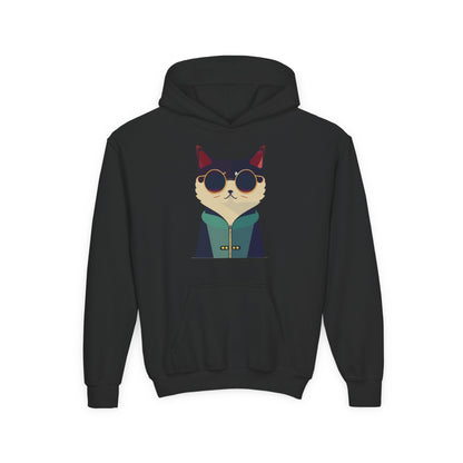 Kids Cool Cat Sunglasses Hoodie Printify