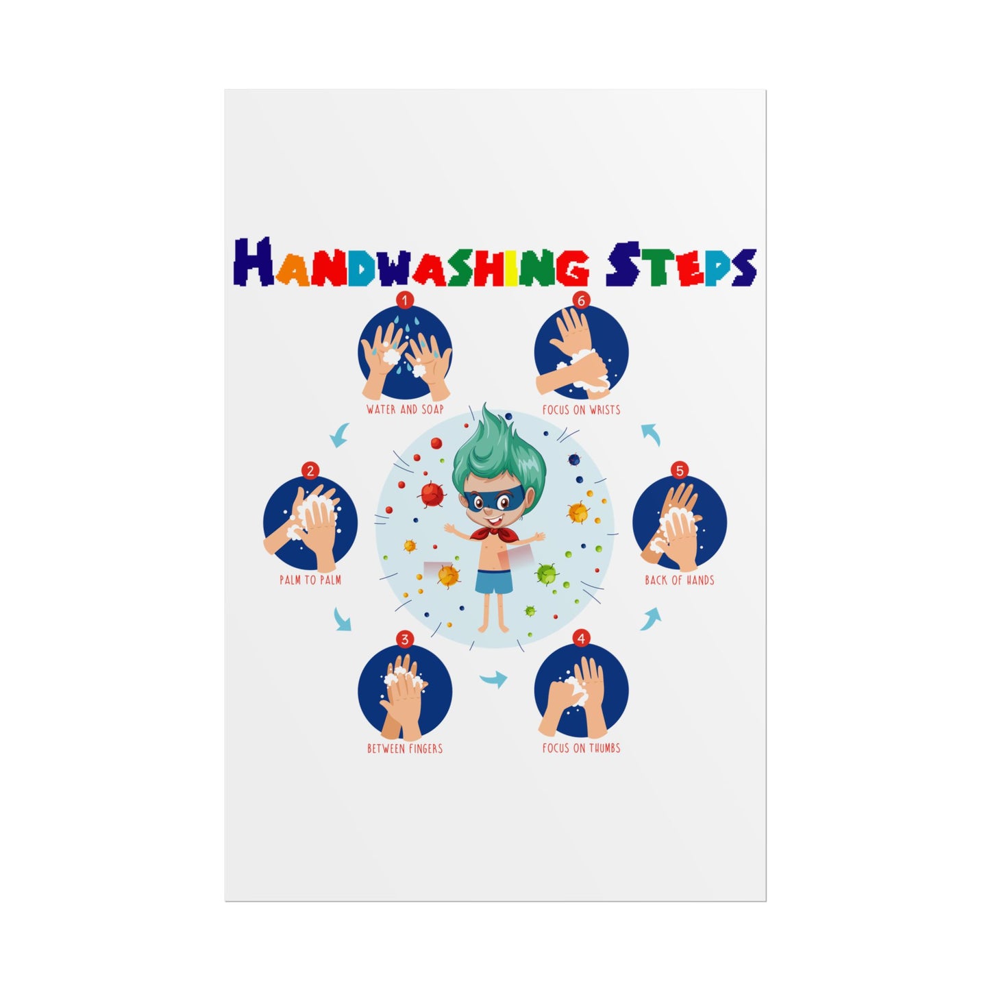 Rolled Posters - Super kiddo how to wash hand properly - [[{"value":"Wonderwear Kid"}]]