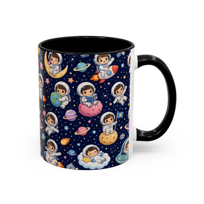 Accent Coffee Mug  (11/15 oz) - Kawaii Astronauts in a Starry Space Adventure