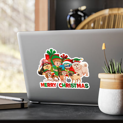 Christmas Kiss-Cut Vinyl Decals – Christmas with super kiddo pet friends with text - [[{"value":"Wonderwear Kid"}]]