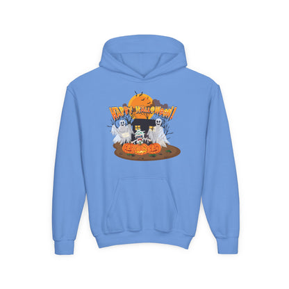 Youth Heavy Blend Hooded Sweatshirt - Super kiddo with ghost - [[{"value":"Wonderwear Kid"}]]