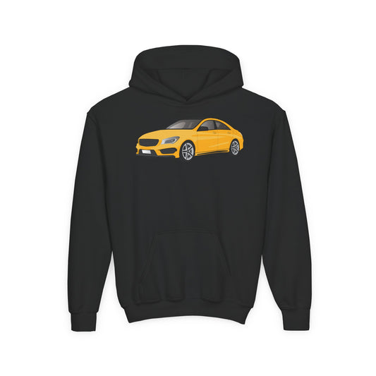 Youth Heavy Blend Hooded Sweatshirt - Yellow car Printify