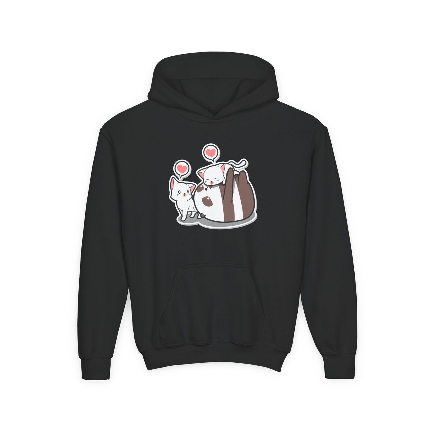 Youth Heavy Blend Hooded Sweatshirt - The panda and cat