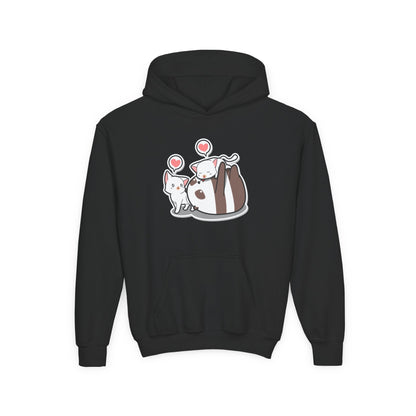 Youth Heavy Blend Hooded Sweatshirt - The Panda and Cat Printify