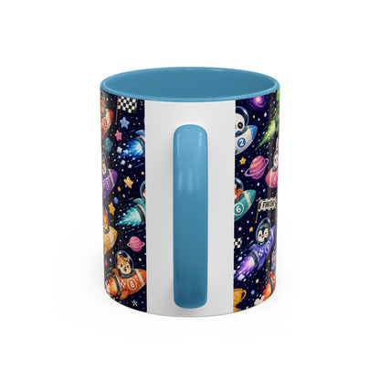 Accent Coffee Mug (11/15 oz) - Kawaii Cosmic Animal Rocket Race