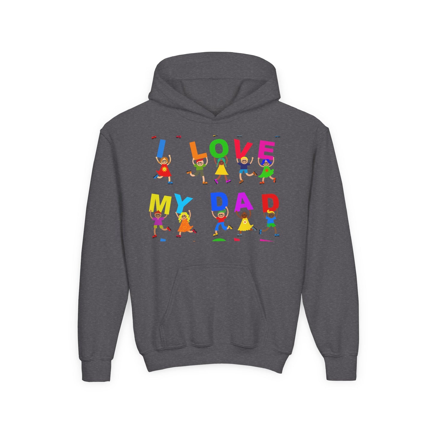 Youth Heavy Blend Hooded Sweatshirt - Kids showing i love my Dad