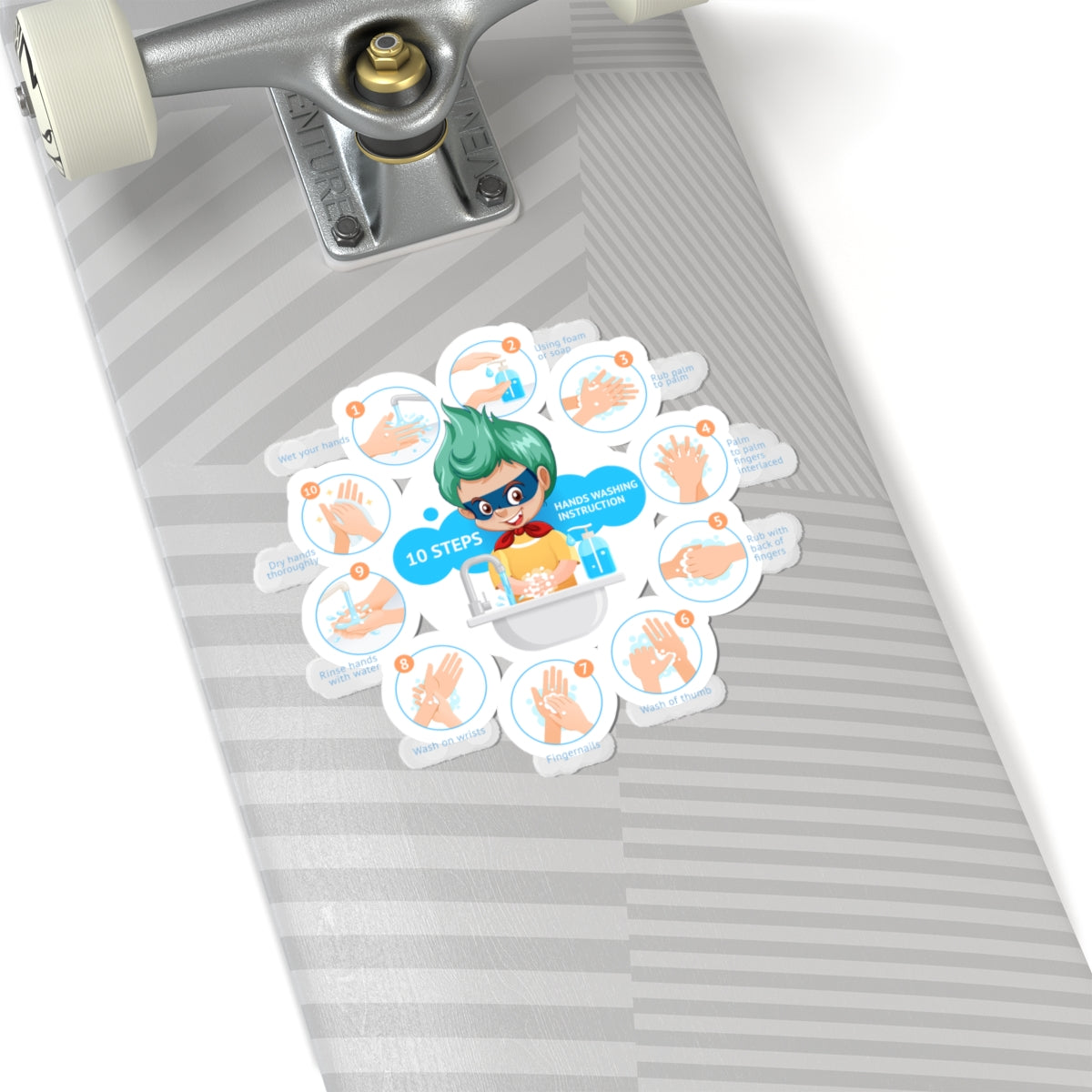 Kiss-Cut Stickers - Super kiddo hand washing steps - [[{"value":"Wonderwear Kid"}]]