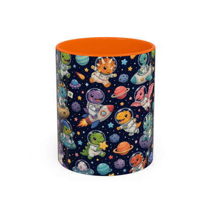 Accent Coffee Mug (11/15 oz) - Cute Dinosaur Astronaut Space