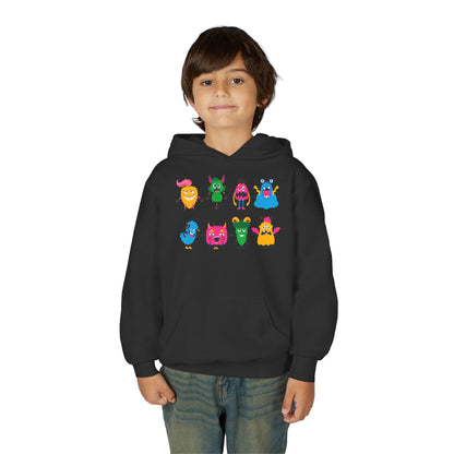 Youth Heavy Blend Hooded Sweatshirt - Set of monsters Printify