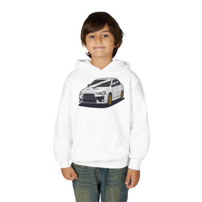 Youth Heavy Blend Hooded Sweatshirt - White car Printify
