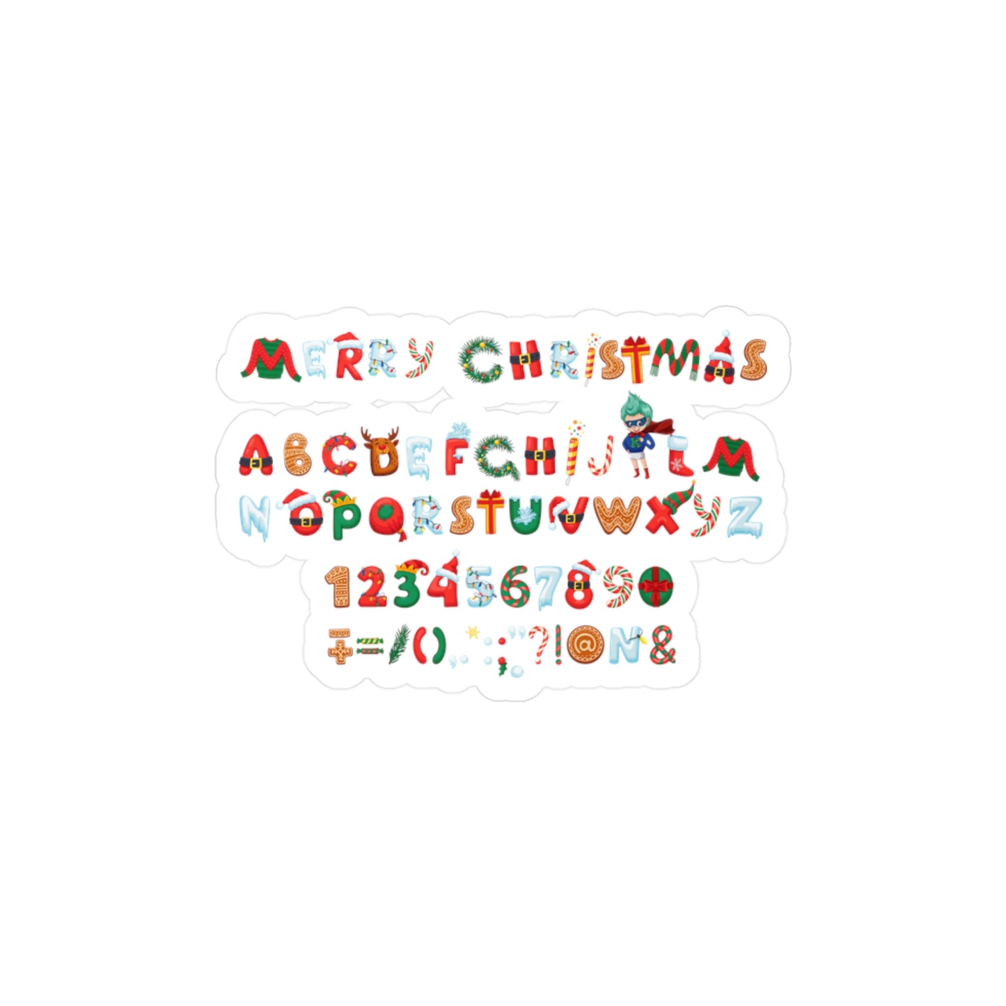 Christmas Kiss-Cut Vinyl Decals – Christmas alphabet