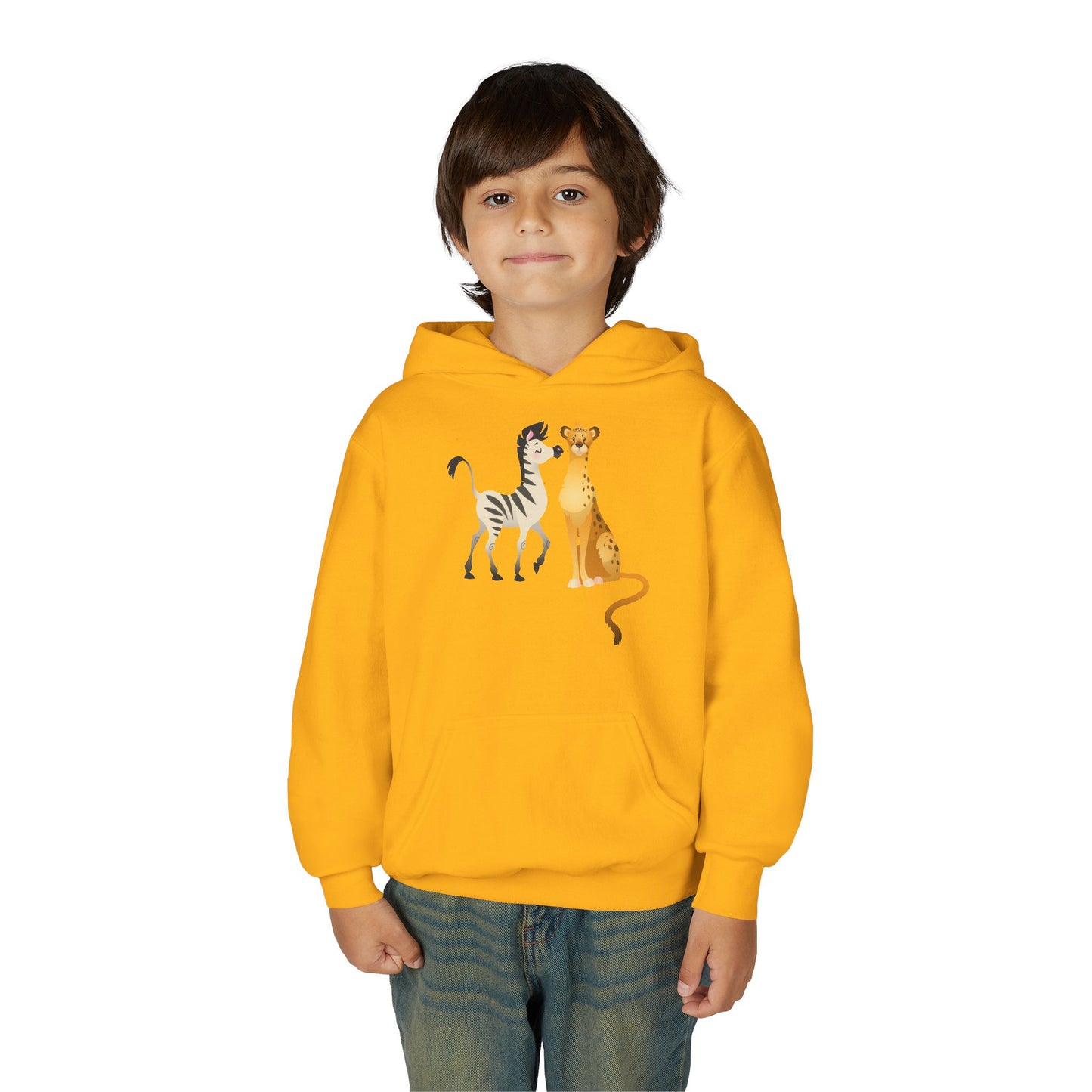 Youth Heavy Blend Hooded Sweatshirt - The zebra and tiger