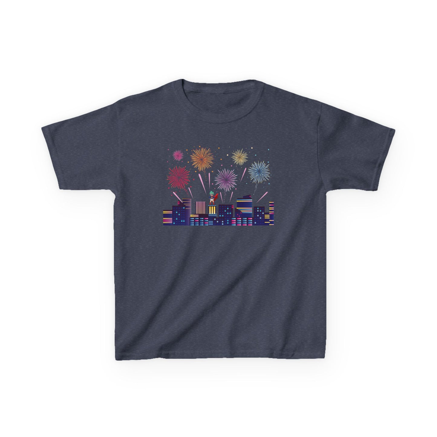 Kids Heavy Cotton™ Tee - Super kiddo with fireworks - [[{"value":"Wonderwear Kid"}]]