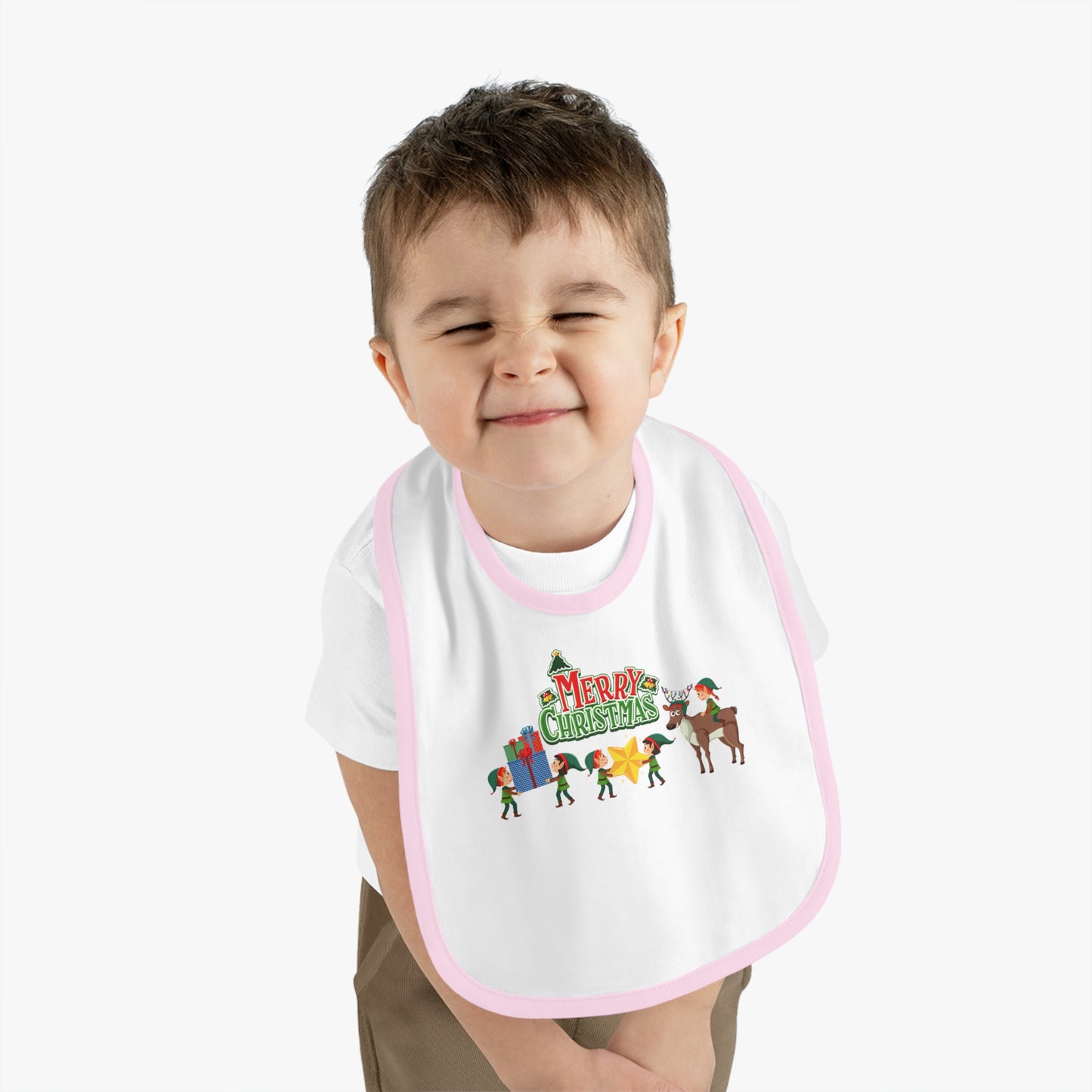 Baby Bib - Merry christmas and reindeer