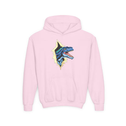 Youth Heavy Blend Hooded Sweatshirt -  Utah raptor dinosaur Printify