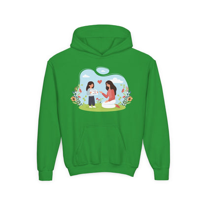 Youth Heavy Blend Hooded Sweatshirt -  Mother and daughter love Printify