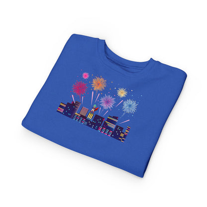 Toddler Sweatshirt - Super kiddo with fireworks - [[{"value":"Wonderwear Kid"}]]