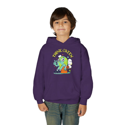 Youth Heavy Blend Hooded Sweatshirt - Think Green Design Printify