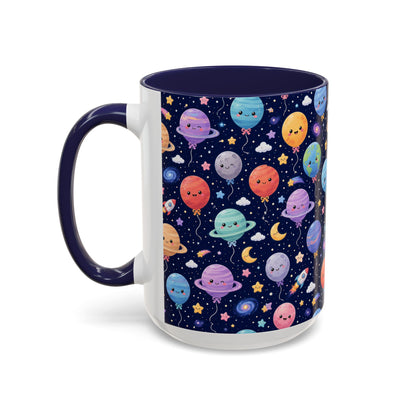 Accent Coffee Mug (11/15 oz) - Kawaii Space Balloon Planet