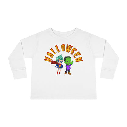 Toddler Long Sleeve Tee - Holloween with super kiddo Printify