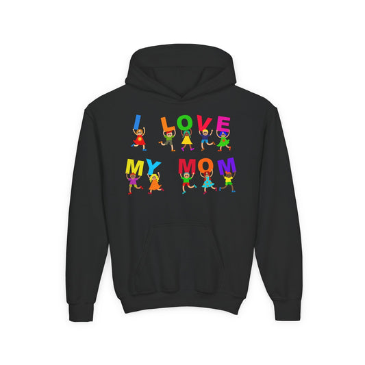 Youth Heavy Blend Hooded Sweatshirt - Kids - I love my mom Printify