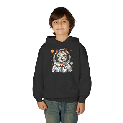 Youth Heavy Blend Hooded Sweatshirt - Astronaut cat Printify