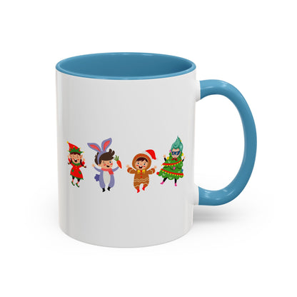 Accent Coffee Mug - Super kiddo in christmas tree attire - [[{"value":"Wonderwear Kid"}]]