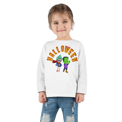 Toddler Long Sleeve Tee - Holloween with super kiddo Printify