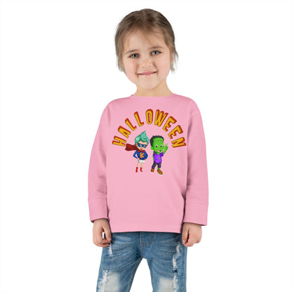 Toddler Long Sleeve Tee - Holloween with super kiddo Printify
