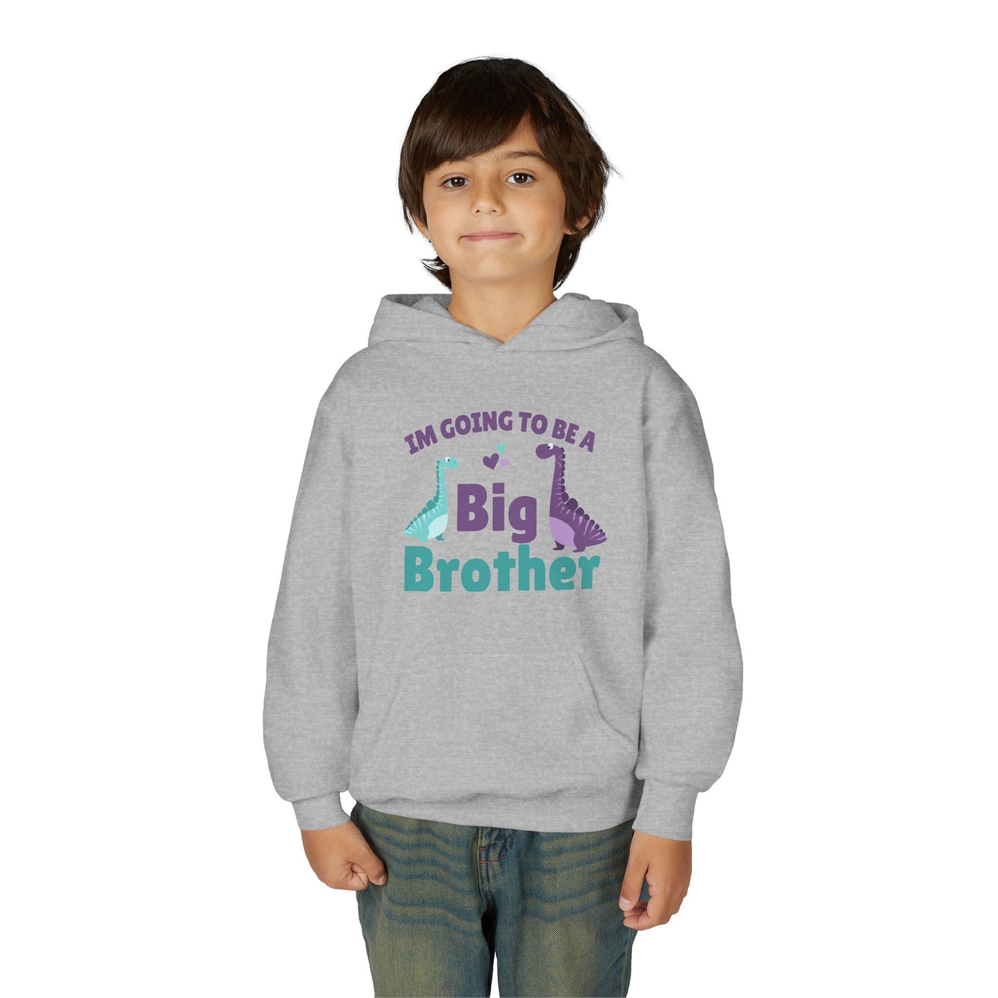 Youth Heavy Blend Hooded Sweatshirt - Big Brother Dinosaur