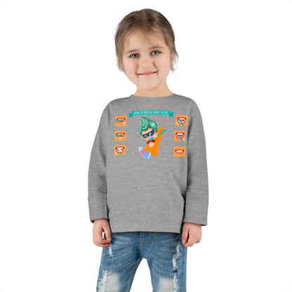 Toddler Long Sleeve Tee - Super kiddo how to brush teeth - [[{"value":"Wonderwear Kid"}]]
