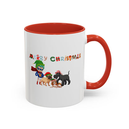 Accent Coffee Mug - Super kiddo woith pet friends - [[{"value":"Wonderwear Kid"}]]