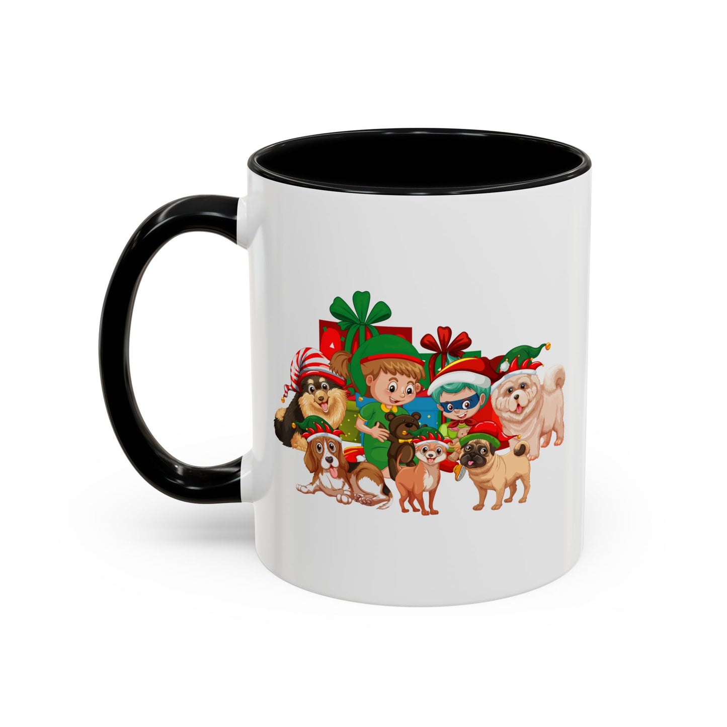 Accent Coffee Mug - Christmas with super kiddo pet friends without text