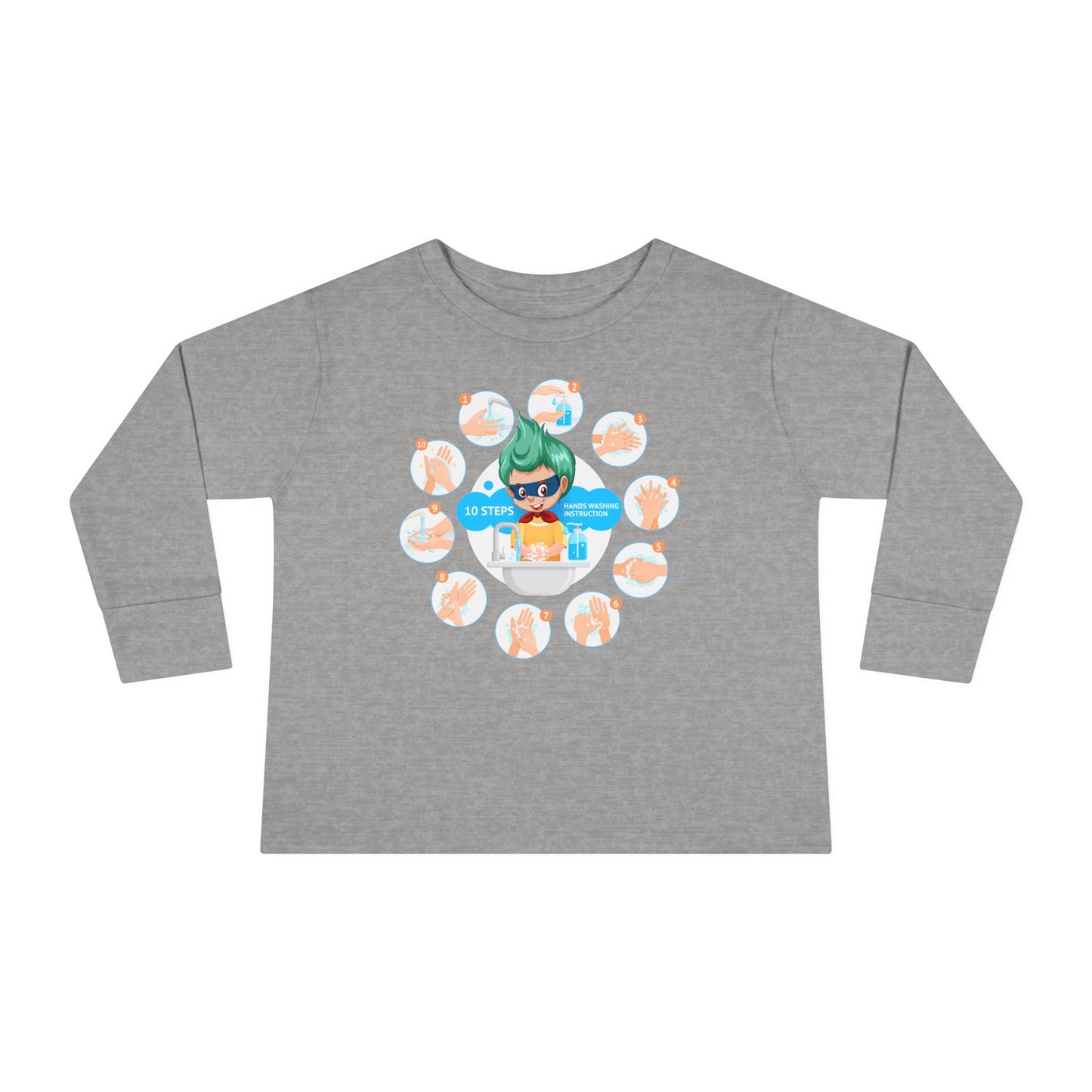 Toddler Long Sleeve Tee - Super kiddo hand washing steps - [[{"value":"Wonderwear Kid"}]]