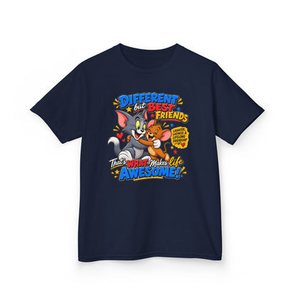 Kids Heavy Cotton™ Tee - Tom and Jerry - Different, Best Friends