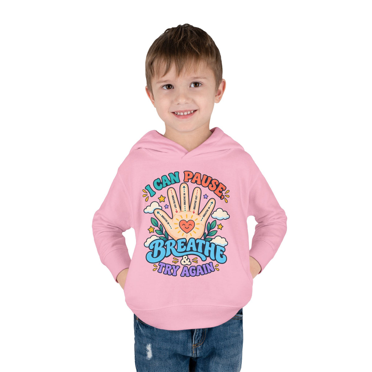 Toddler Hoodie — Pause, Breathe, Try Again Hand Guide