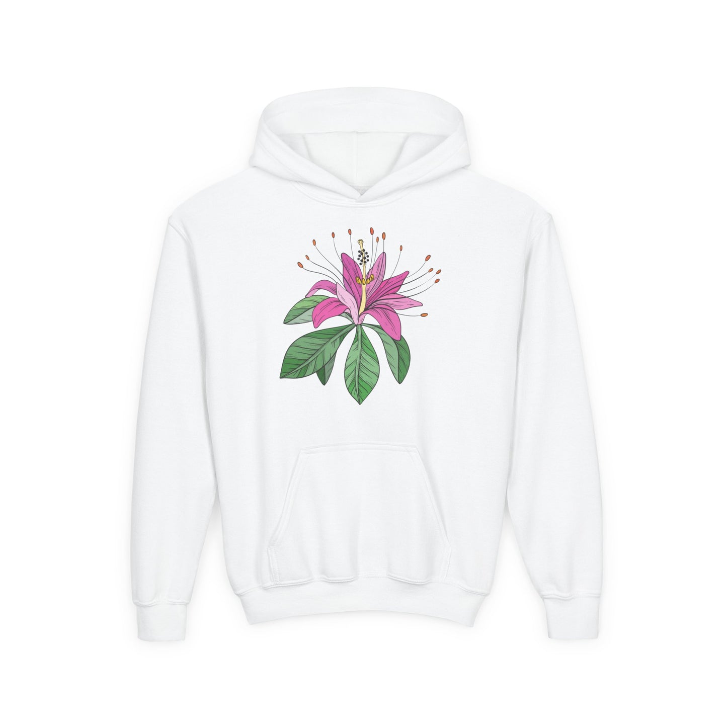 Youth Heavy Blend Hooded Sweatshirt - Purple flower