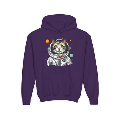 Youth Heavy Blend Hooded Sweatshirt - Astronaut cat Printify