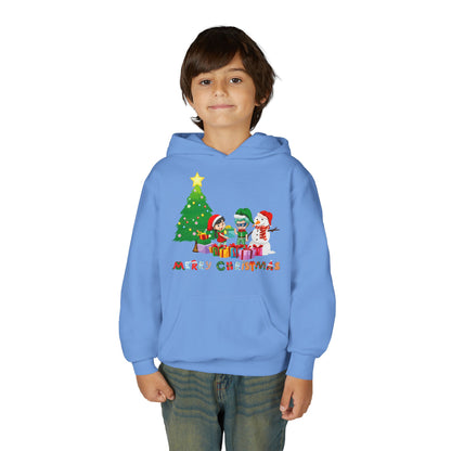 Youth Heavy Blend Hooded Sweatshirt - Super kiddo preparing gifts - [[{"value":"Wonderwear Kid"}]]