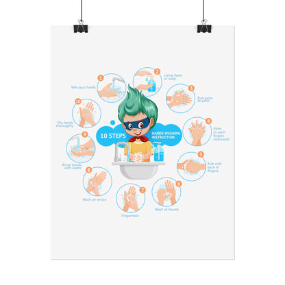 Rolled Posters - Super kiddo hand washing steps - [[{"value":"Wonderwear Kid"}]]
