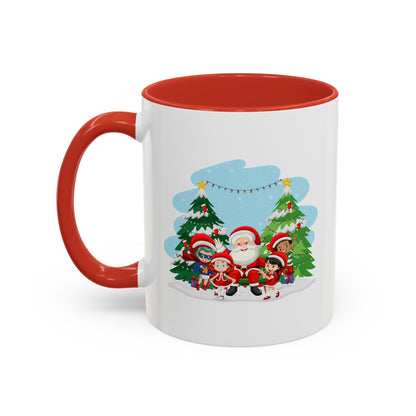 Accent Coffee Mug - Super kiddo with santa claus - [[{"value":"Wonderwear Kid"}]]