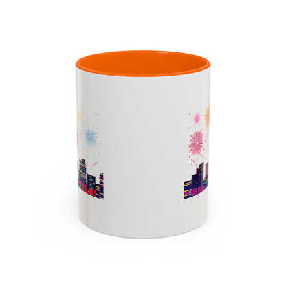 Accent Coffee Mug - Super kiddo with fireworks with text - [[{"value":"Wonderwear Kid"}]]