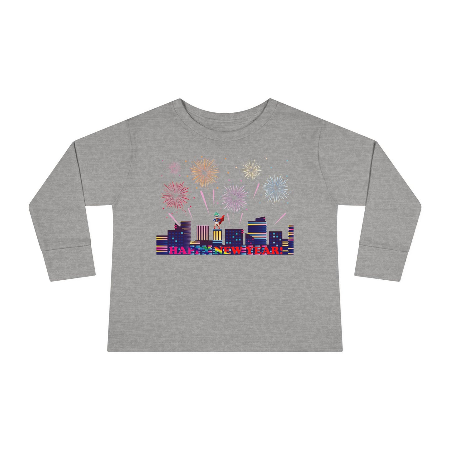Toddler Long Sleeve Tee - Super kiddo with fireworks with text - [[{"value":"Wonderwear Kid"}]]