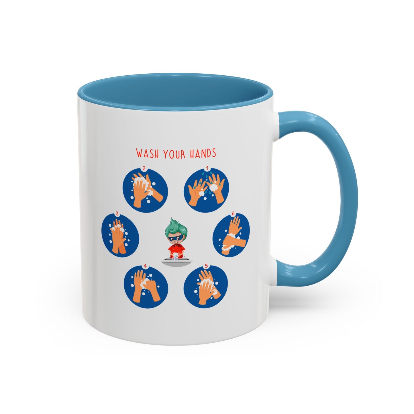 Accent Coffee Mug - Super kiddo teaching how to wash hands