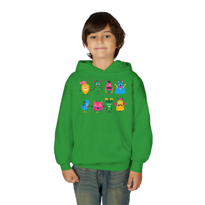 Youth Heavy Blend Hooded Sweatshirt - Set of monsters Printify