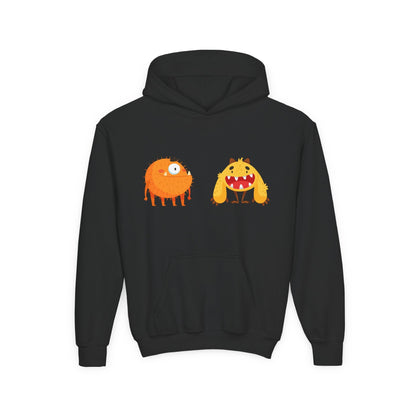 Youth Heavy Blend Hooded Sweatshirt - Toothy monsters.png Printify