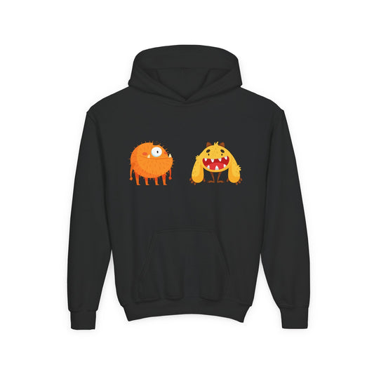 Youth Heavy Blend Hooded Sweatshirt - Toothy monsters.png Printify